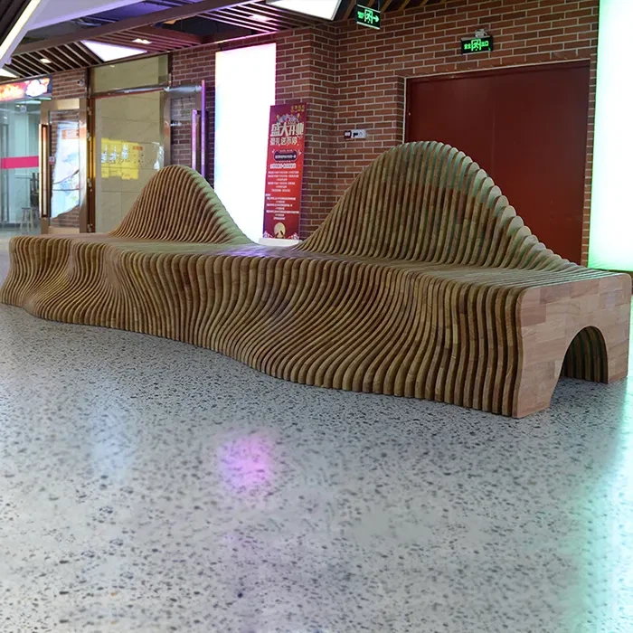 Custom Size Wave-shaped Decoration Chair Commercinal Luxury High-grade Decoration Bench Public Seating Chair