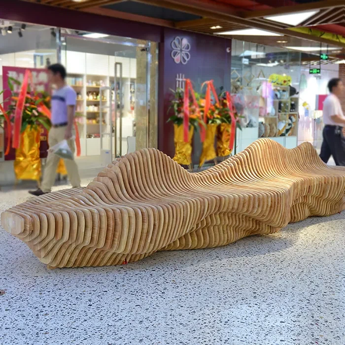 Ukuran Khusus Kursi Dekorasi Berbentuk Gelombang Komersial Mewah Bermutu Tinggi Dekorasi Bangku Kursi Tempat Duduk Umum